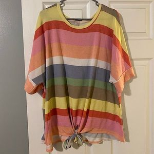 Rainbow striped top (2X)